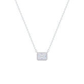 Asfour Crystal Chain Necklace With halo Emerald Zircon Pendant In 925 Sterling Silver-ND0449